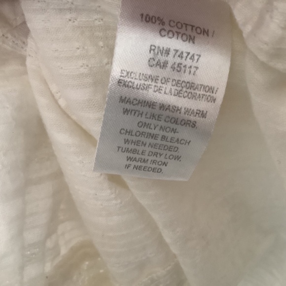 Natural Reflections White Embroidered Cap Sleeve Button Down Shirt S PRE-OWNED - Picture 10 of 10